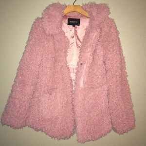Fuzzy Teddy Bear PINK Coat Ladies Large